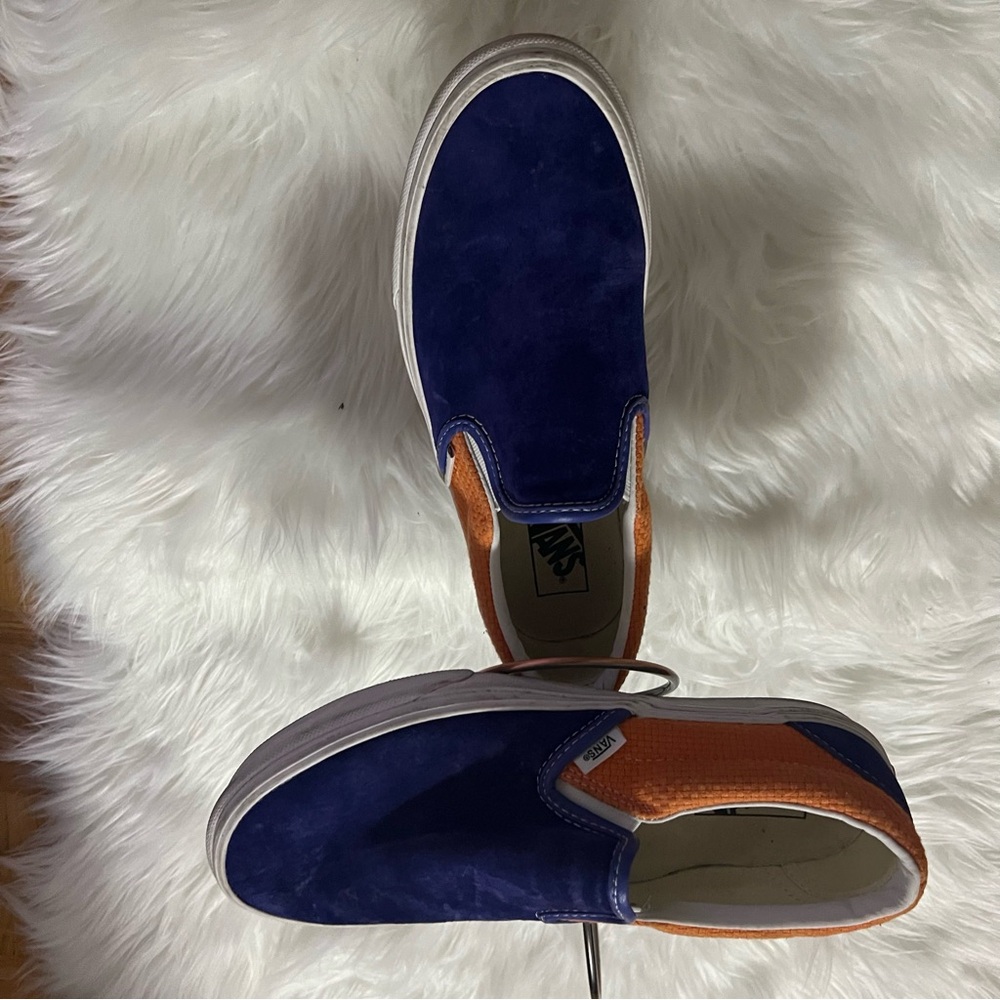 Vans Blue and Orange Slip-On Sneakers